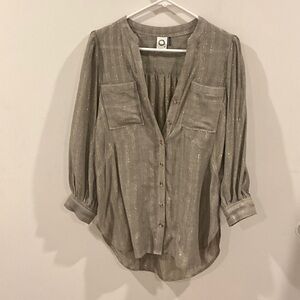 Chic Gray Button-Up Blouse by anthropology